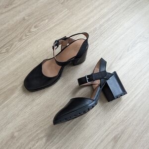 Madewell The Claudie Heeled Lugsole Mary Jane in Leather